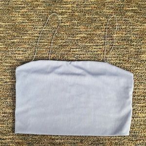 simple baby blue tube top with straps.